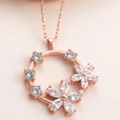 Gümüş Rose Beyaz Çiçek KadIn Kolye SL5992 thumbnail 1