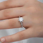 ​Gümüş Çiçek Desenli Kadın Yüzük SL6154 thumbnail 4