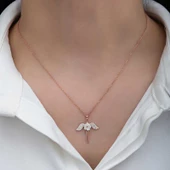 Gümüş Manolya Çiçeği Melek Kadın Kolye SL6248 - 3