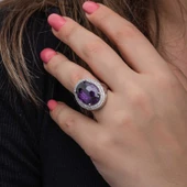 Gümüş Ametist Taşlı  Kadın Yüzük  SL6827 thumbnail 7