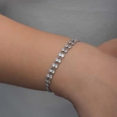 Gümüş Zirkon Taşlı Çift Sıra Kadın Bileklik SL6345 thumbnail 5