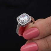 Gümüş Kare Montür Tek Taş Kadın Yüzük  SL6876 thumbnail 3