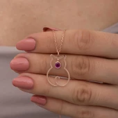 Gümüş Temmuz Ayı Doğum Taşı Kedi Kadın Kolye SL6320 thumbnail 4