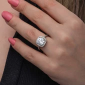 Gümüş Kare Montür Tek Taş Kadın Yüzük  SL6876 thumbnail 9