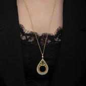 Gümüş Gold Kaplama Damla Çeyrek Takılabilen Kadın Kolye  SL6625 thumbnail 11