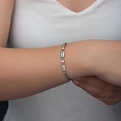 Gümüş Dikdörtgen Zirkon Taşlı Kadın Bileklik SL6342 thumbnail 6