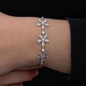 Gümüş Baget Çiçek Desenli Kadın Bileklik  SL6721 thumbnail 2