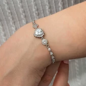 Gümüş Kalpli Su Yolu Kadın Bileklik SL7389 thumbnail 3