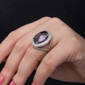 Gümüş Ametist Taşlı  Kadın Yüzük  SL6827 thumbnail 12