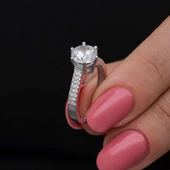 Gümüş Tek Taş Kadın Yüzük  SL6874 thumbnail 10