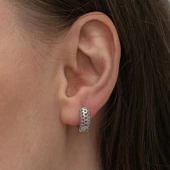 Gümüş Petek Desenli Halka Kadın Küpe SL6604 thumbnail 5