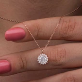 Gümüş Rose Minimal Yuvarlak Anturaj Kadın Kolye SL6724 thumbnail 1