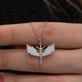 Gümüş Baget Taşlı Mikail Kadın Kolye SL7056 thumbnail 1