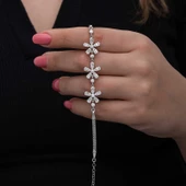 Gümüş Baget Çiçek Desenli Kadın Bileklik  SL6721 thumbnail 1