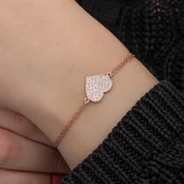 Gümüş Rose Kalp Kadın Bileklik  SL7196 thumbnail 6