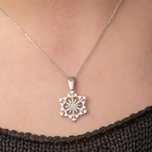 Gümüş Kar Tanesi Kadın Kolye SL7282 thumbnail 5