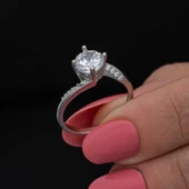 Gümüş Tek Taş Kadın Yüzük  SL6855 thumbnail 11