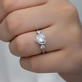 Gümüş Beyaz Taşlı Kalpli Kadın Yüzük  SL6262 thumbnail 8