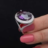 Gümüş Ametist Taşlı  Kadın Yüzük  SL6827 thumbnail 3