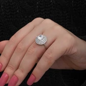 Gümüş 3 Sıra Taşlı Anturaj Kadın Yüzük  SL7202 thumbnail 10