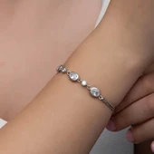 Gümüş Oval Taşlı Kadın Bileklik SL6339 thumbnail 5