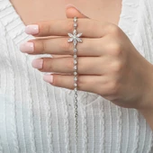 Gümüş Beyaz Lotus Çiçeği Su Yolu Kadın Bileklik SL7391 thumbnail 3