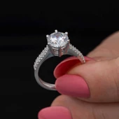 Gümüş Tek Taş Kadın Yüzük  SL6874 thumbnail 11