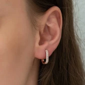 Gümüş Çift Taraflı Beyaz Taşlı J Bayan Küpe SL7235 thumbnail 2