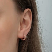 Gümüş Rose Petek Desenli Halka Kadın Küpe SL6603 thumbnail 5