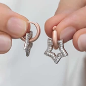 Gümüş Rose Sallantılı Yıldız Kadın Küpe SL6878 thumbnail 1