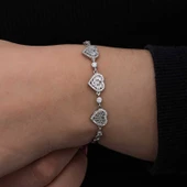 ​Gümüş Baget Taşlı Kalp Kadın Bileklik SL6714 thumbnail 6