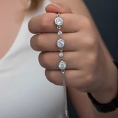 Gümüş Yuvarlak Taşlı Kadın Bileklik  SL6337 thumbnail 1