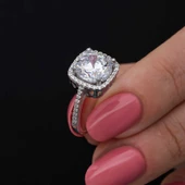 Gümüş Kare Montür Tek Taş Kadın Yüzük  SL6876 thumbnail 11