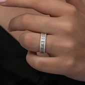 Gümüş Sıralı Baget Taşlı Kadın Yüzük  SL6260 thumbnail 10