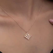 Gümüş Rose Dörtgen Zirkon Taşlı Kadın Kolye SL6283 thumbnail 2