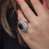 Gümüş Yeşil Zirkon Taşlı Kadın Yüzük SL6831 thumbnail 12