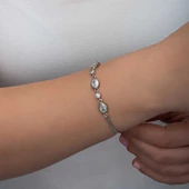 Gümüş Oval Taşlı Kadın Bileklik SL6339 thumbnail 3