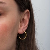 Gümüş Gold Kalemli Halka Kadın Küpe SL6679 thumbnail 8