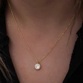 Gümüş Gold Minimal Yuvarlak Anturaj Kadın Kolye SL6725 thumbnail 7