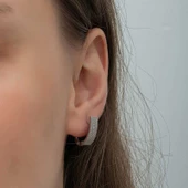 Gümüş 7 Sıra Beyaz Taşlı J Kadın Küpe SL6611 thumbnail 4