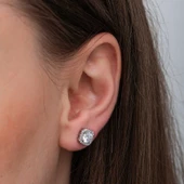 Gümüş Kare Montür Pırlanta Çivilii Modeli Küpe SL6887 thumbnail 3