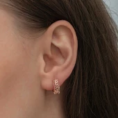 Gümüş Rose Petek Desenli Halka Kadın Küpe SL6603 thumbnail 4