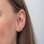 Gümüş Sarı Baget Taşlı Çivili Kadın Küpe  SL6885 thumbnail 4