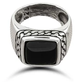​Gümüş Oniks Taşlı Desenli Erkek Yüzük  SL6585 thumbnail 2