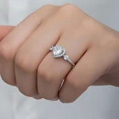 Gümüş Beyaz Taşlı Kalpli Kadın Yüzük  SL6262 thumbnail 11