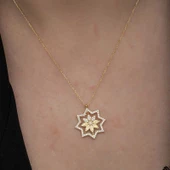 Gümüş Gold Kar Tanesi Kadın Kolye SL6642 thumbnail 5