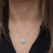 ​Gümüş Yıldız Baget Taşlı  Dönen Stres Kadın Kolye thumbnail 5