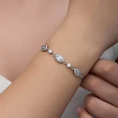 Gümüş Mekik Zirkon Taşlı Kadın Bileklik SL6338 thumbnail 8