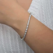 Gümüş Beyaz Taşlı Su Yolu Kadın Bileklik  SL6619 thumbnail 5