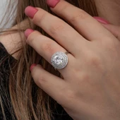 Gümüş 3 Sıra Taşlı Anturaj Kadın Yüzük  SL7202 thumbnail 6